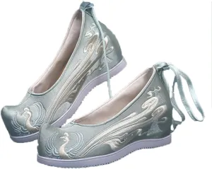 Retro Embroidered Shoes Floral Art Canvas Slip On Loafers Hanfu Matching Shoes Ancient Chinese Shoes