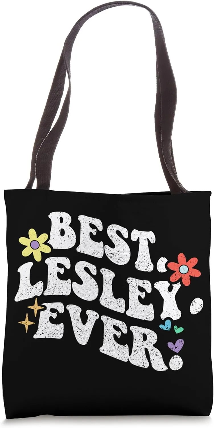 Retro Groovy Best LESLEY Ever First Name Mother's Day Girl Tote Bag