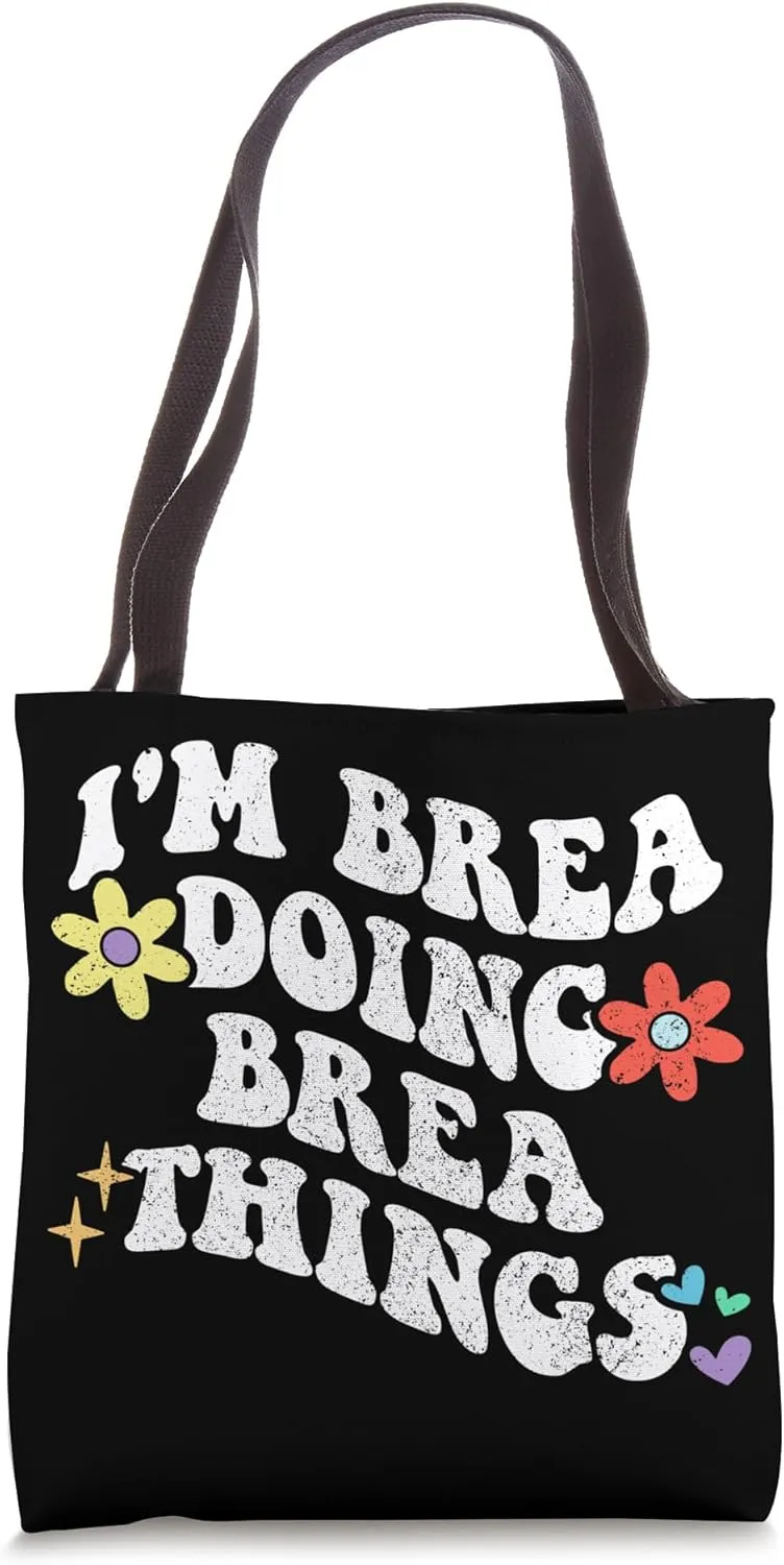 Retro Groovy Im BREA Doing BREA Things Funny Mother's Day Tote Bag