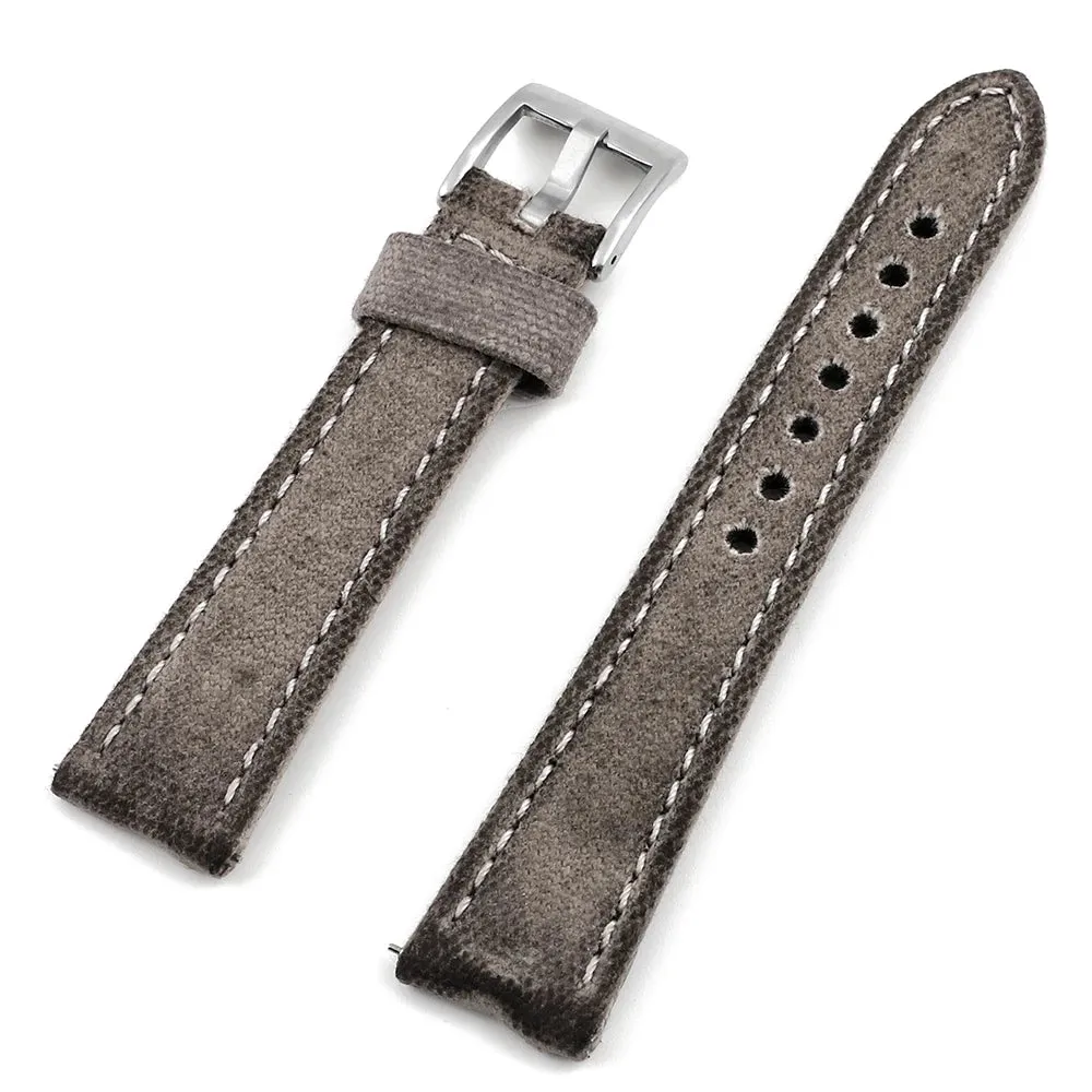Retro Wet Wax Distressed Look Canvas Watch Strap | Quick Release