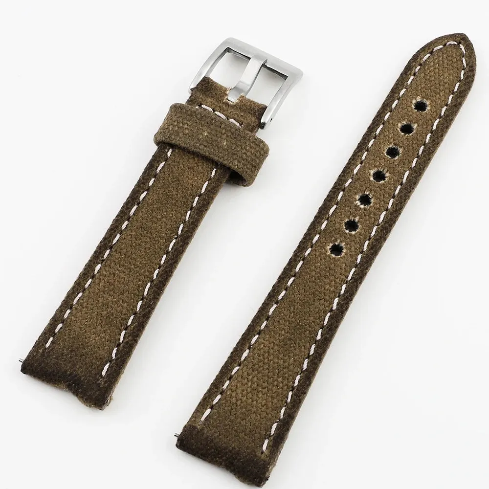 Retro Wet Wax Distressed Look Canvas Watch Strap | Quick Release