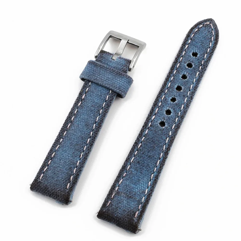 Retro Wet Wax Distressed Look Canvas Watch Strap | Quick Release