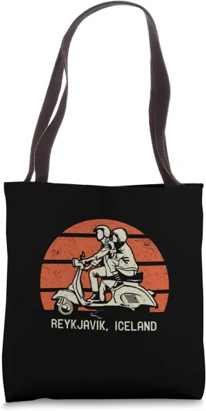 Reykjavik Iceland Vintage Style Scooter Design Tote Bag