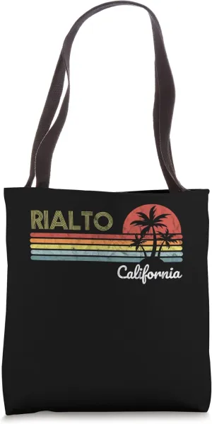 Rialto, CA California visitor native tourist 70s 80s style Tote Bag