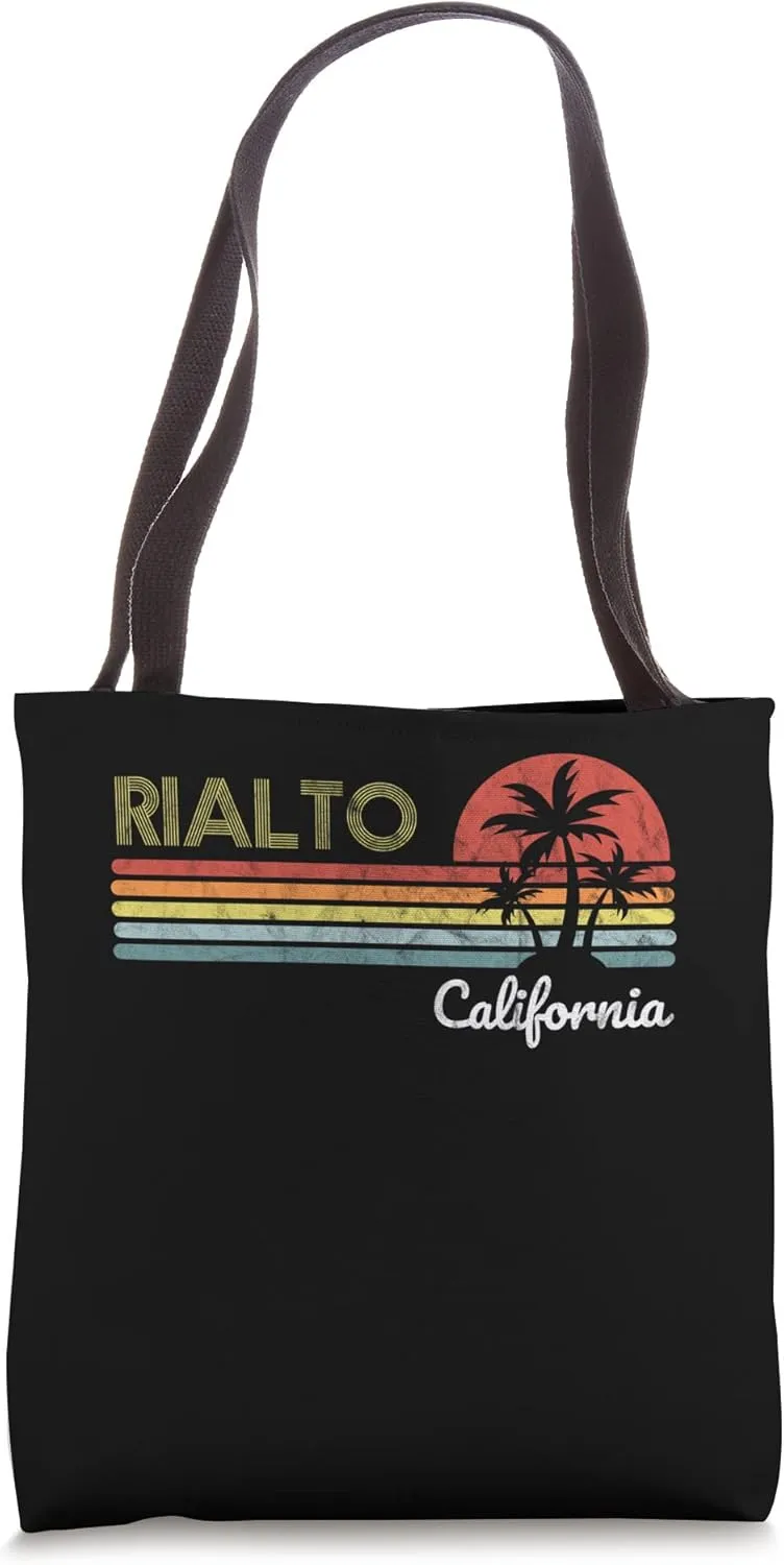 Rialto, CA California visitor native tourist 70s 80s style Tote Bag
