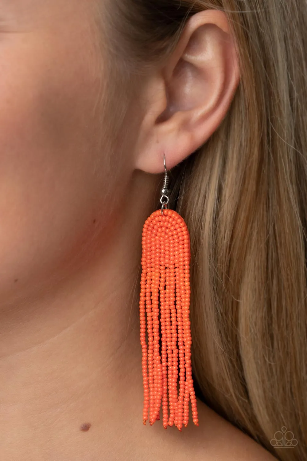 Right as RAINBOW - Orange (Seed Bead) Earring