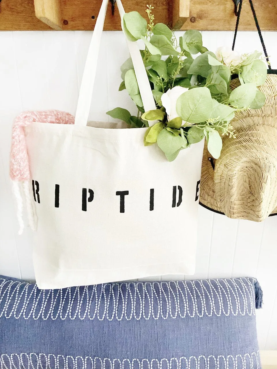 RIPTIDE over sized canvas tote