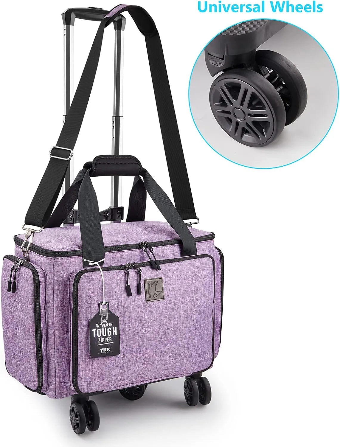 Rolling Sewing Machine Bag with Universal wheels,Sewing Machine Carrying Case with YKK zipers, Compatible most Standard Brother, Singer, Bernina, Sewing Machines.For Women