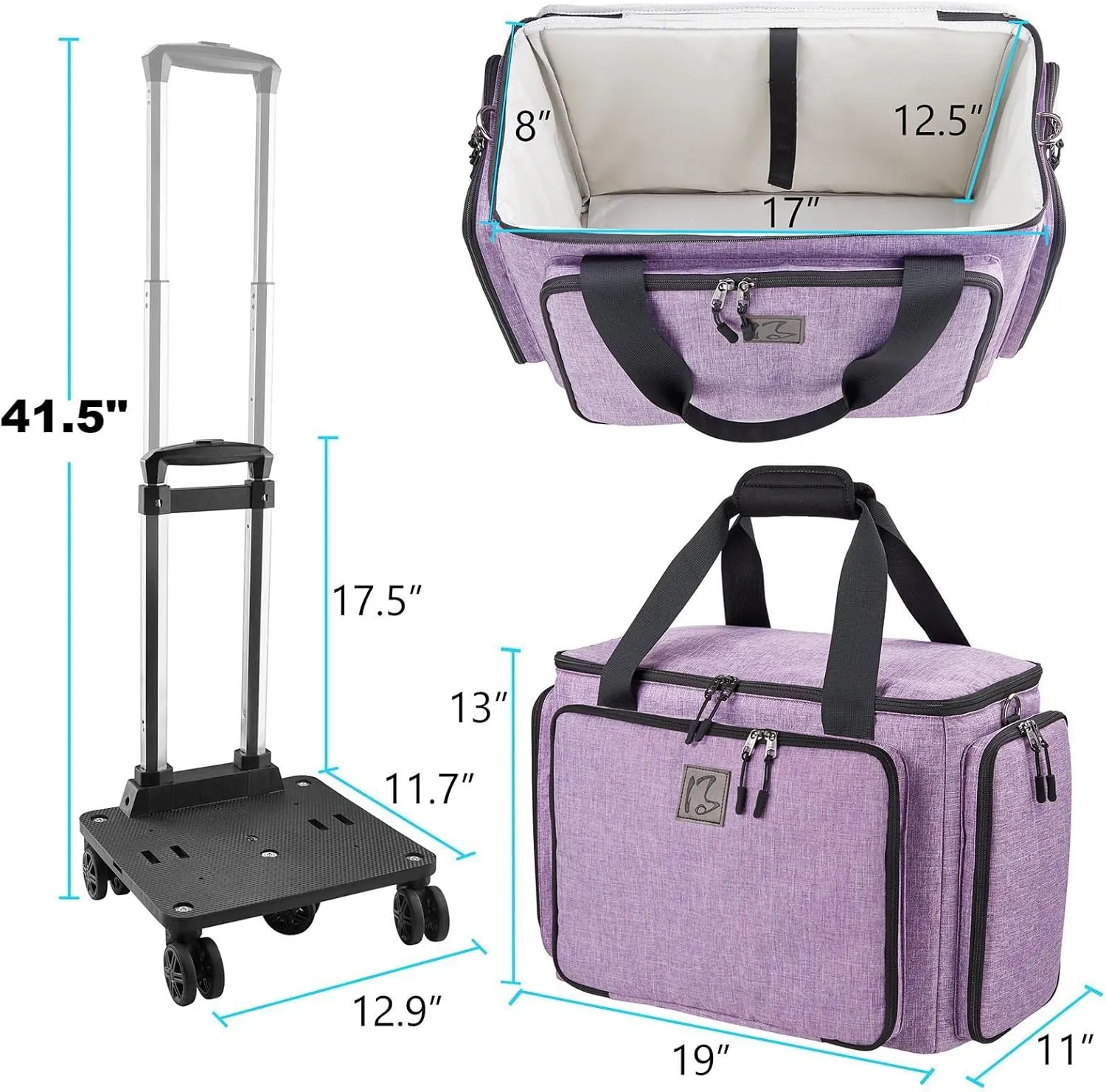 Rolling Sewing Machine Bag with Universal wheels,Sewing Machine Carrying Case with YKK zipers, Compatible most Standard Brother, Singer, Bernina, Sewing Machines.For Women