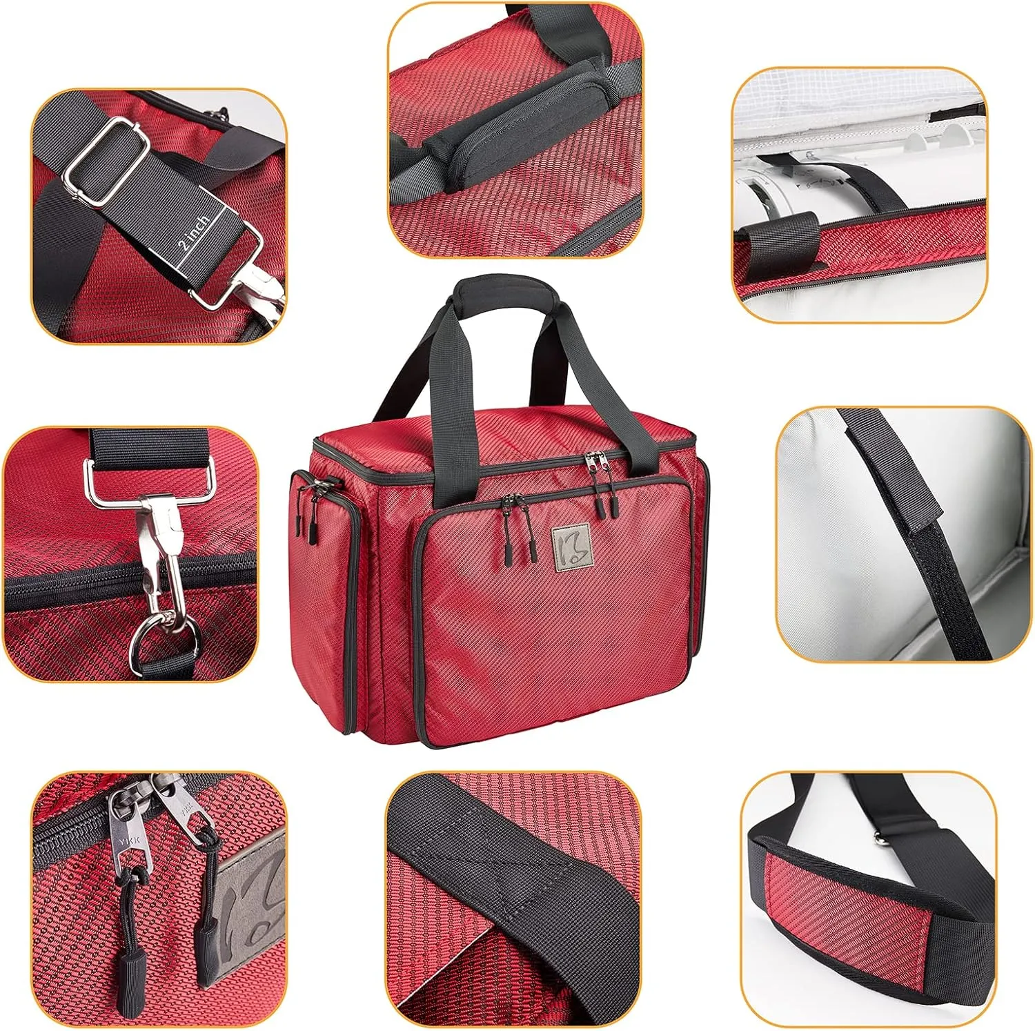 Rolling Sewing Machine Bag with Universal wheels,Sewing Machine Carrying Case with YKK zipers, Compatible most Standard Brother, Singer, Bernina, Sewing Machines（red）