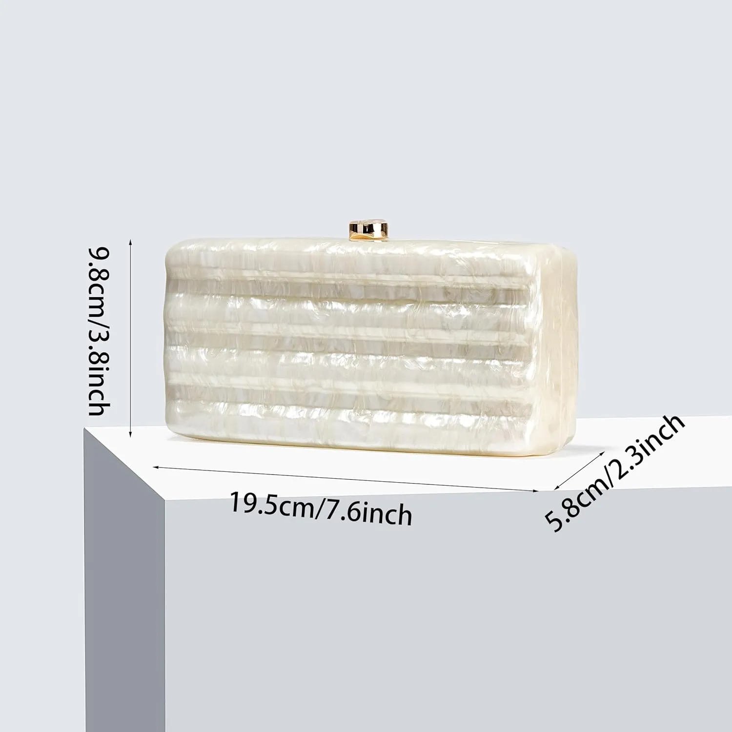 RomanticDesign Women Acrylic Evening Clutch Purse Glitter Marbling Handbag with Pearl Chain for Wedding Cocktail Party