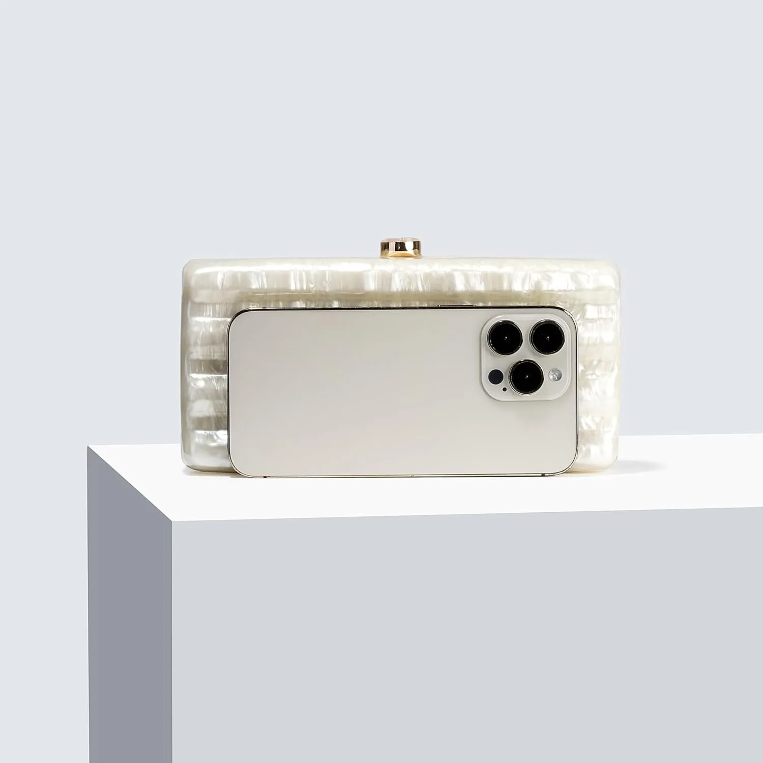 RomanticDesign Women Acrylic Evening Clutch Purse Glitter Marbling Handbag with Pearl Chain for Wedding Cocktail Party