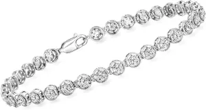 Ross-Simons 0.75 ct. t.w. Diamond Round Cluster Bracelet in Sterling Silver. 7 inches