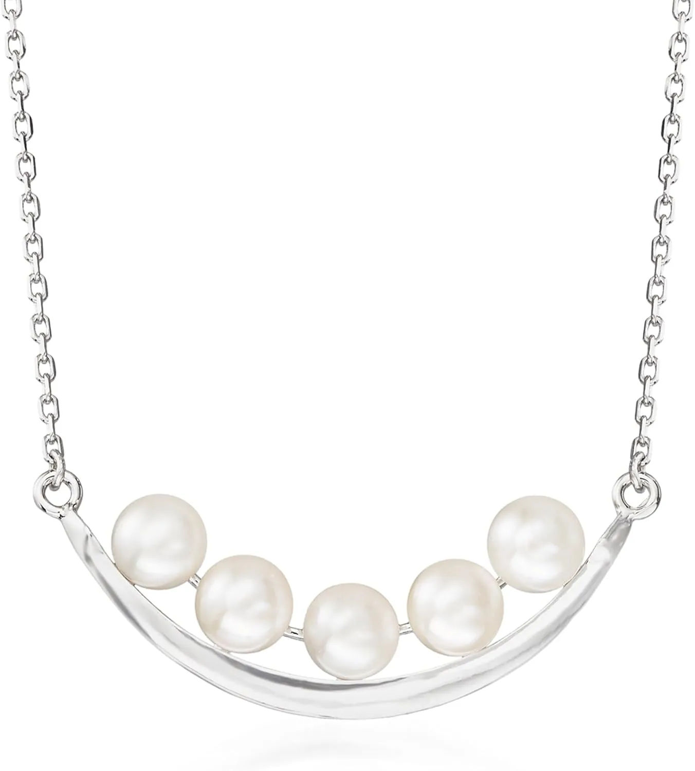 Ross-Simons 5.5-6mm Cultured Pearl Curved Bar Necklace in Sterling Silver