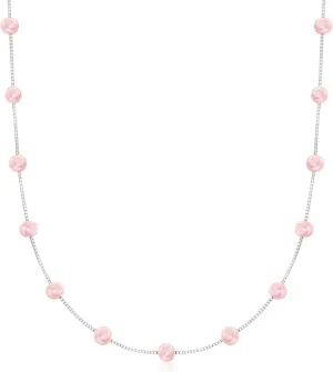 Ross-Simons 6-6.5mm Pink Cultured Pearl Station Necklace in Sterling Silver