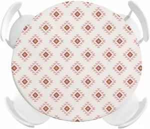 Round Fitted Tablecloth Abstract Bohemian Ethnic Totem Waterproof Table Cover for Indoor Outdoor Holiday Party Pink Aztec Tribal Pattern Elastic Edged Tablecloths Fit Up 36"-44" Tables