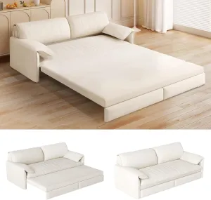 Rovibek 66" Sleeper Sofa Couch Bed Queen Size, 3 in 1 Futon Sofa Bed Queen Size, Convertible Sofa Bed Couch Pull Out Loveseat Sleeper Chaise for Living Room, Apartment, Small Space (White)