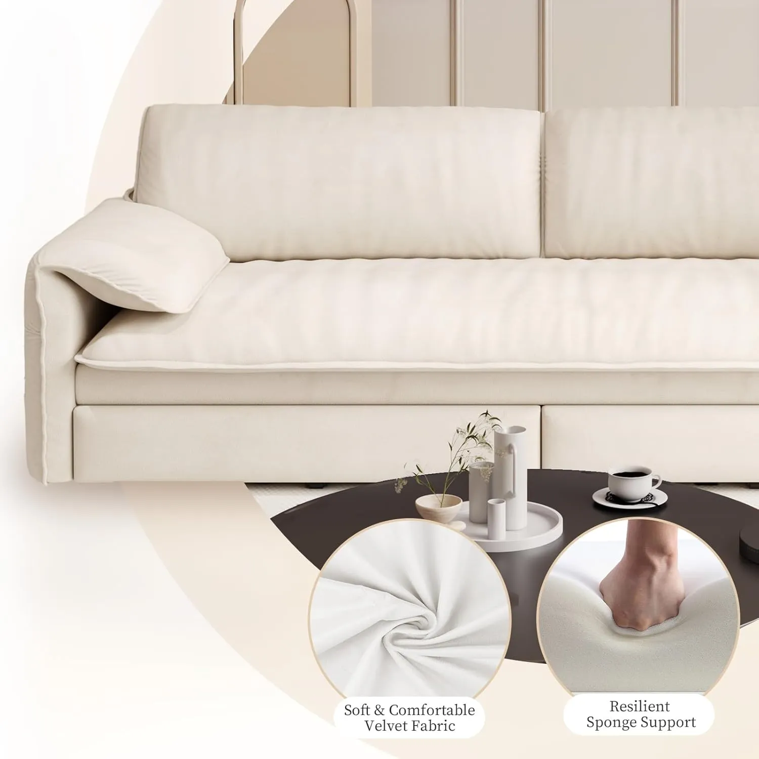 Rovibek 66" Sleeper Sofa Couch Bed Queen Size, 3 in 1 Futon Sofa Bed Queen Size, Convertible Sofa Bed Couch Pull Out Loveseat Sleeper Chaise for Living Room, Apartment, Small Space (White)