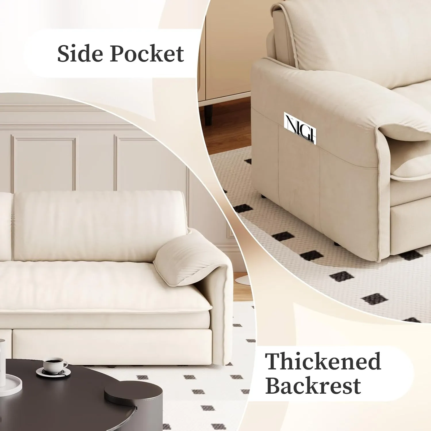 Rovibek 66" Sleeper Sofa Couch Bed Queen Size, 3 in 1 Futon Sofa Bed Queen Size, Convertible Sofa Bed Couch Pull Out Loveseat Sleeper Chaise for Living Room, Apartment, Small Space (White)