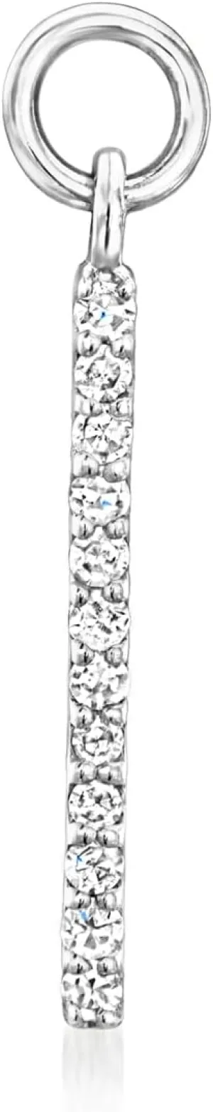 RS Pure by Ross-Simons 0.10 ct. t.w. Diamond Bar Hoop Charms in Sterling Silver