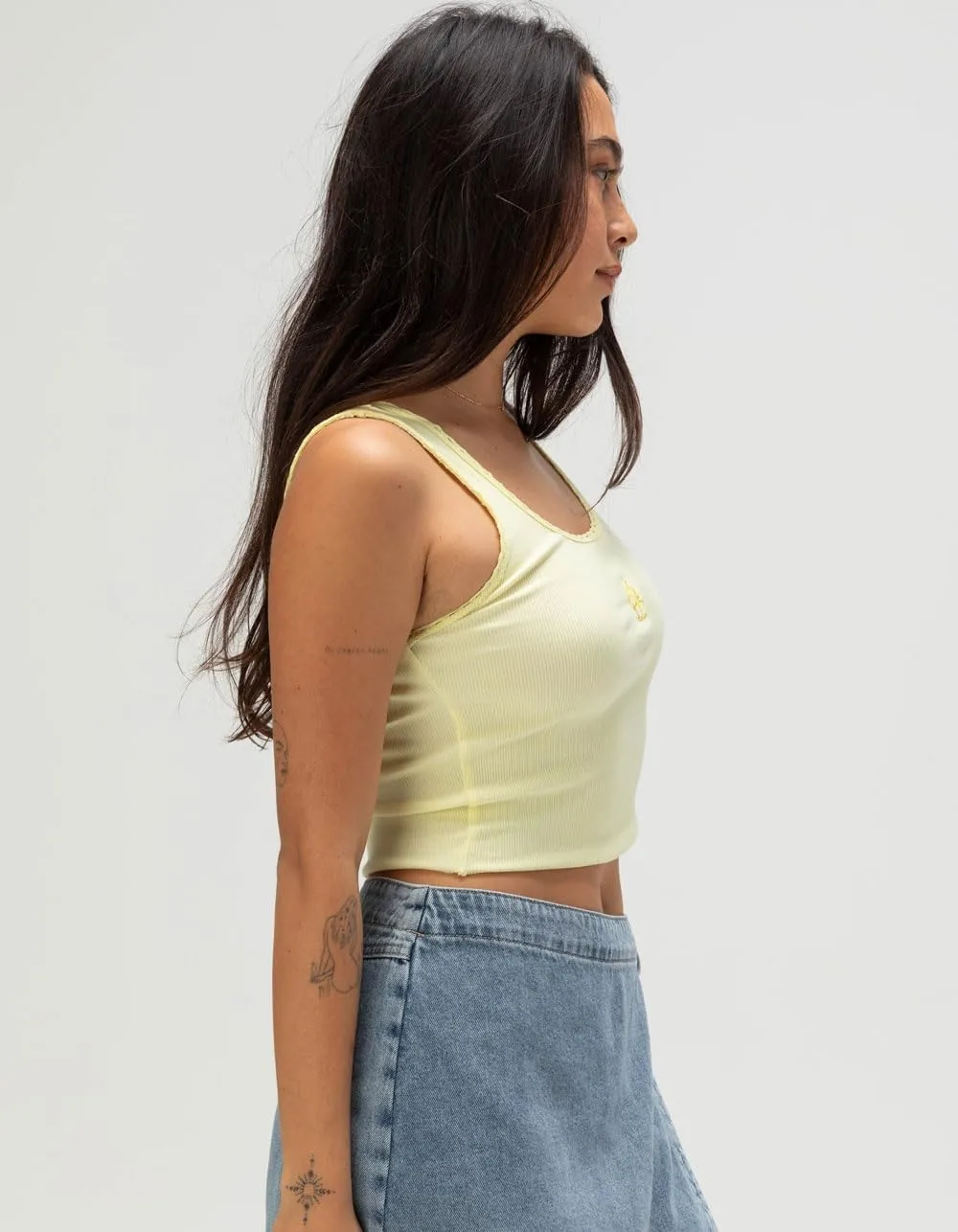 Rsq Womens Hibiscus Embroidered Tank Top