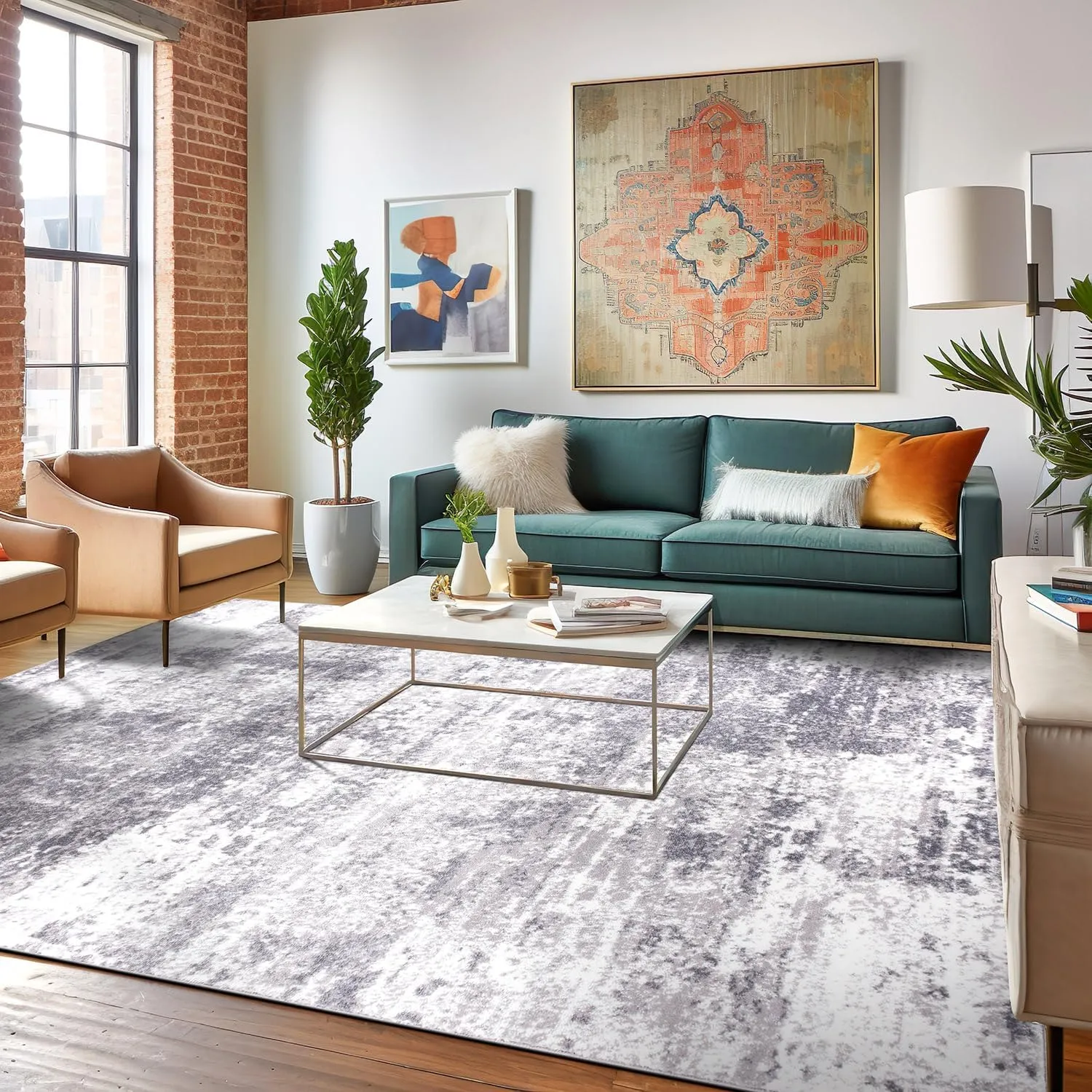 Rugshop Distressed Abstract Area Rug 3'3"x 5' Gray