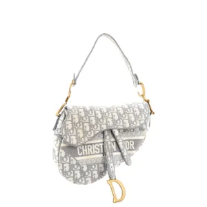 Saddle Handbag Logo Embroidered Oblique Canvas Medium