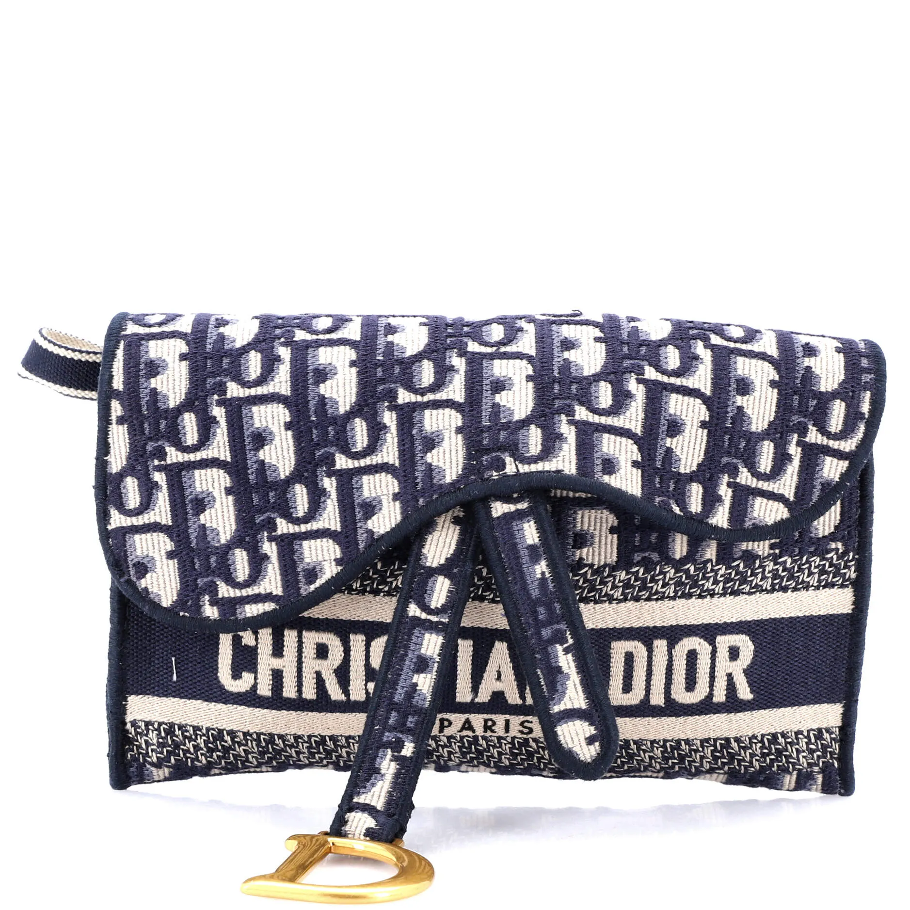 Saddle Slim Belt Pouch Logo Embroidered Oblique Canvas