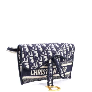 Saddle Slim Belt Pouch Logo Embroidered Oblique Canvas