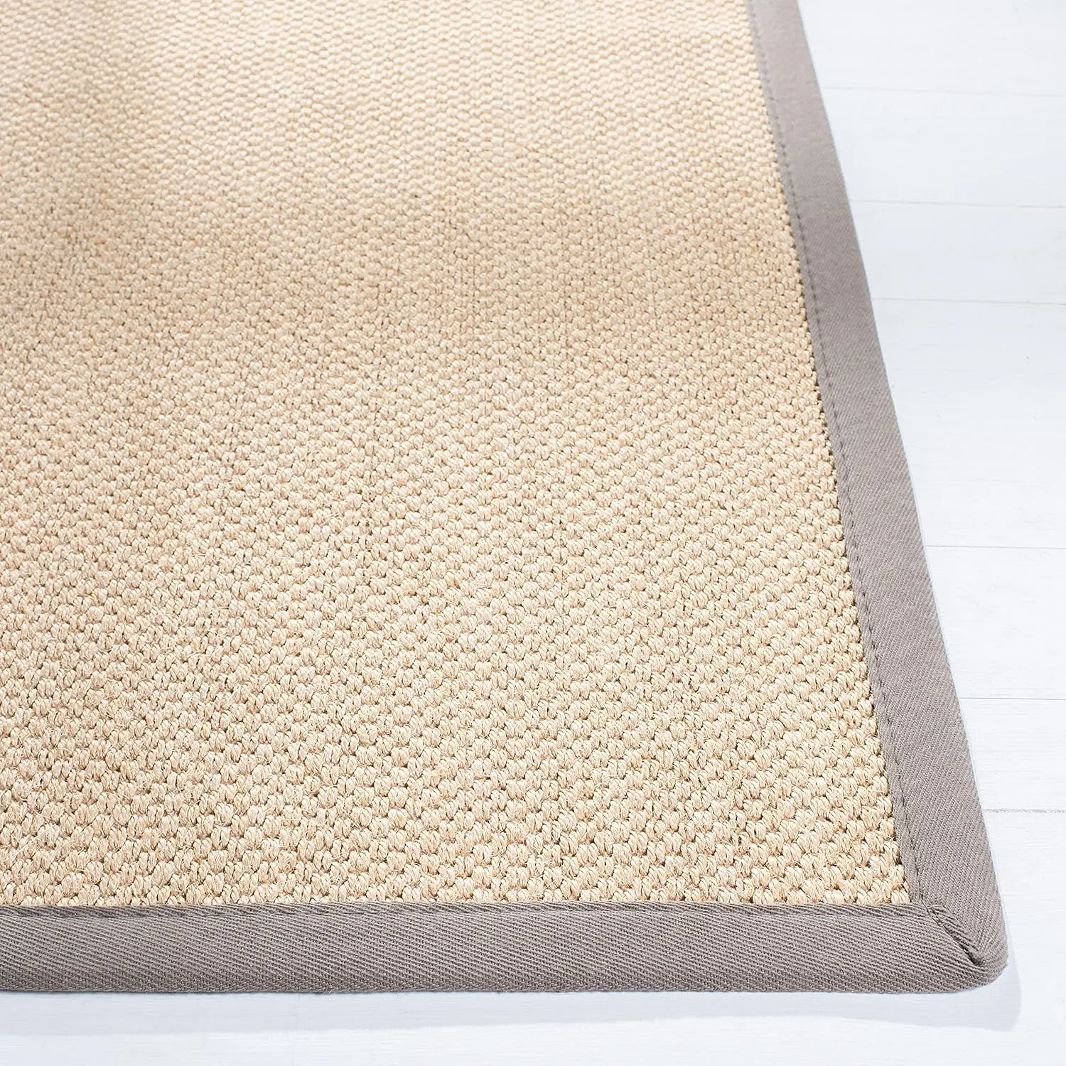 SAFAVIEH Natural Fiber Collection 6' Square Maize / Grey NF141G Border Sisal Area Rug