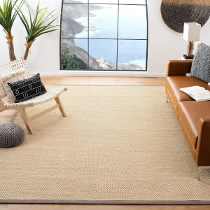SAFAVIEH Natural Fiber Collection 6' Square Maize / Grey NF141G Border Sisal Area Rug