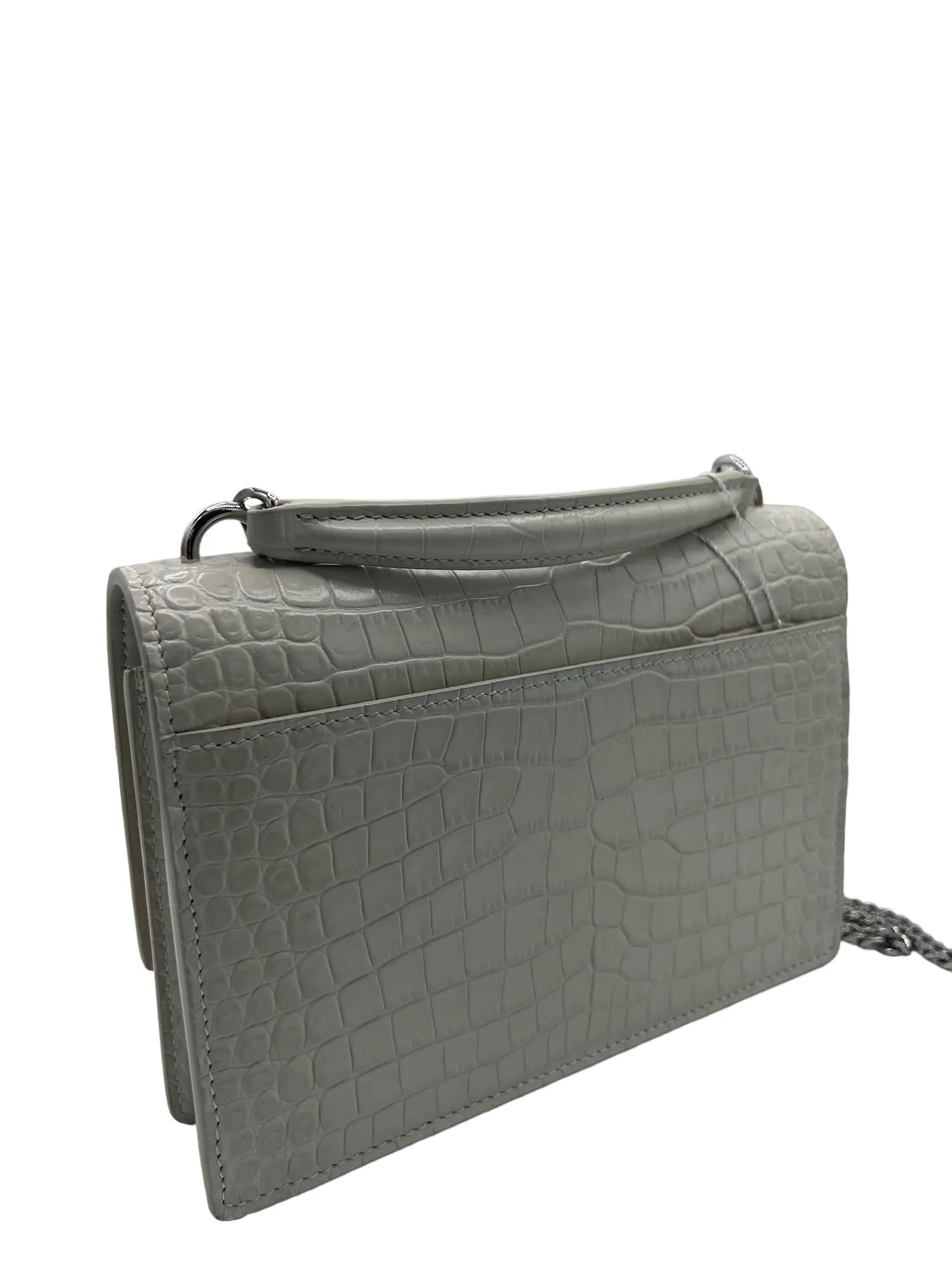 SAINT LAURENT - Blanc Vintage Crocodile Embossed Calfskin Medium Sunset