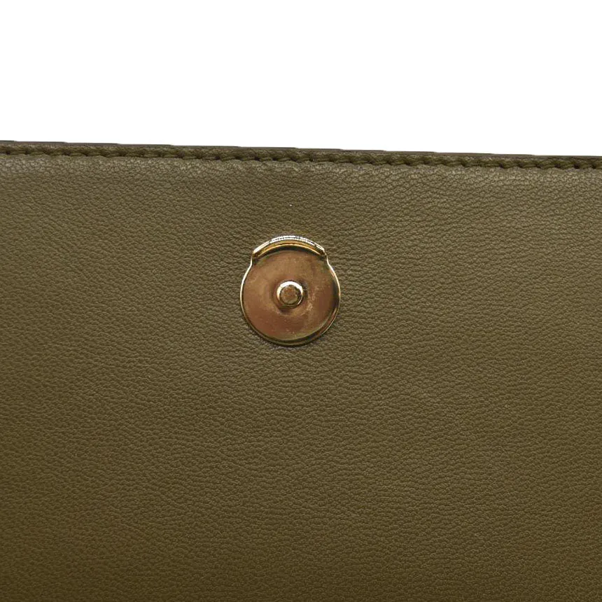 SAINT LAURENT  Calfskin Crocodile Embossed Medium Classic Monogram Kate Tassel Satchel Green