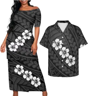Samoa Couple Outfit Puletasi Samoa Dress Polynesian Shirts for Men Puletasi Samoan Traditional Dress Hawaiian