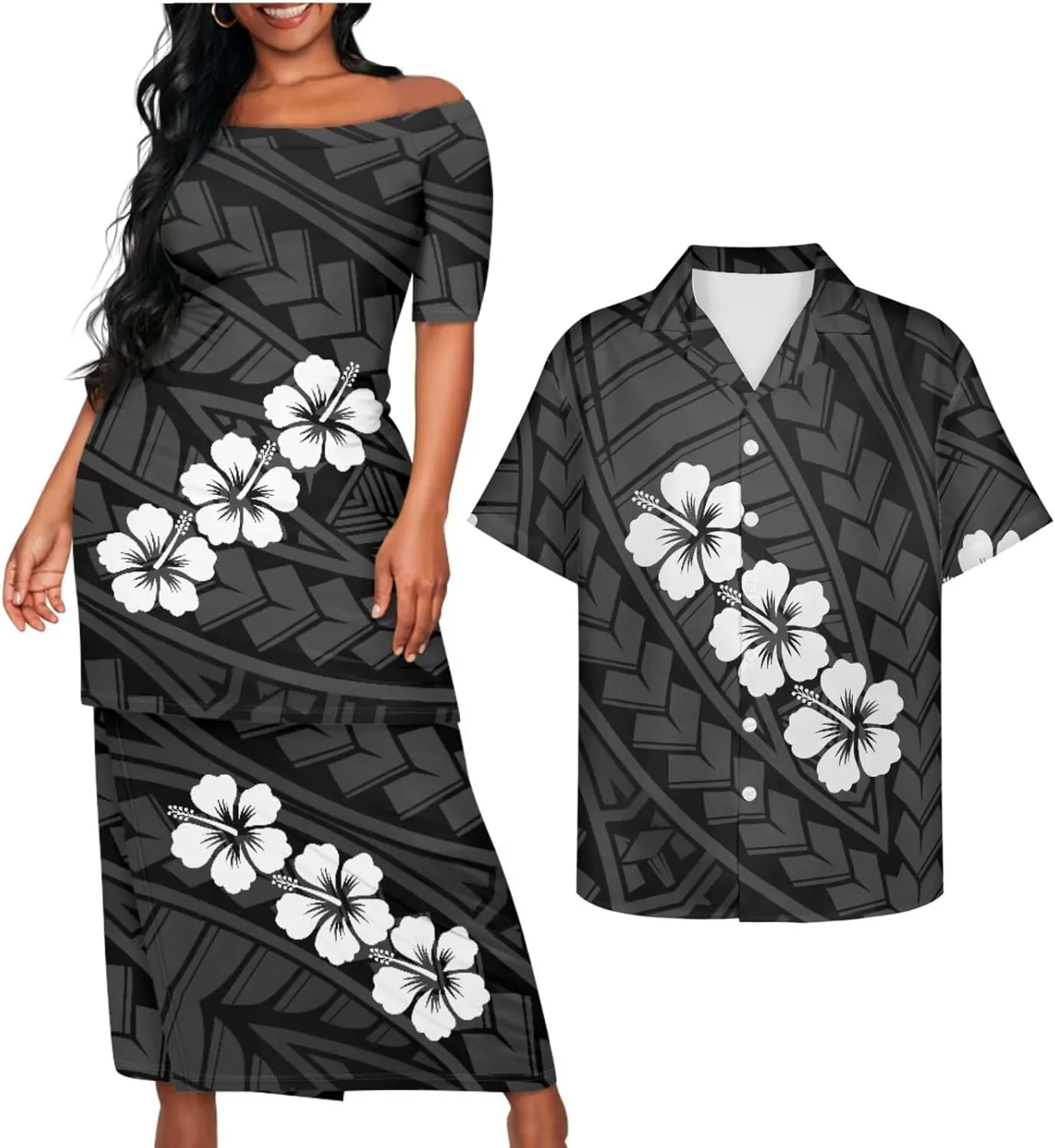 Samoa Couple Outfit Puletasi Samoa Dress Polynesian Shirts for Men Puletasi Samoan Traditional Dress Hawaiian