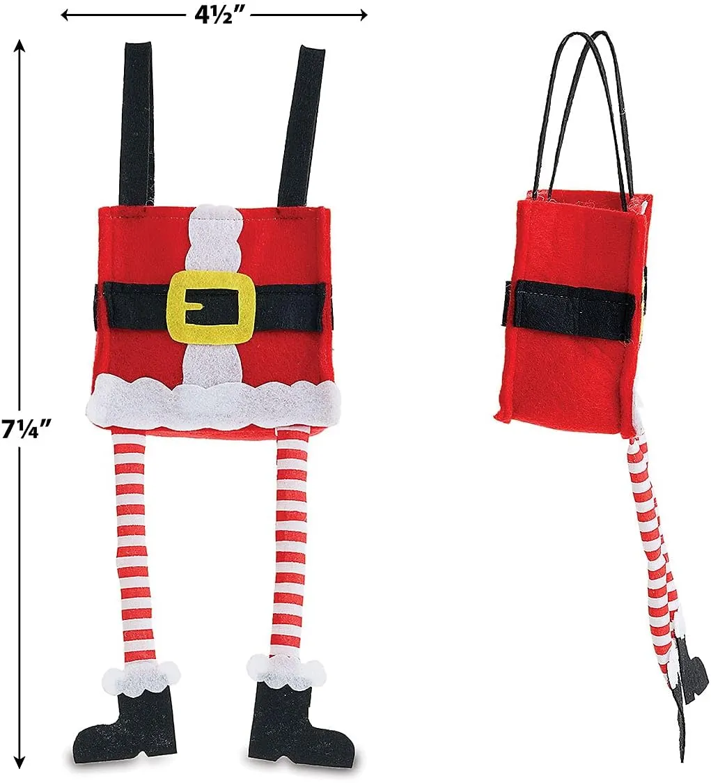 Santa Pants Christmas Treat Bags, Set of 6 Gift Bags for Children Holiday Parties Teachers Decorations