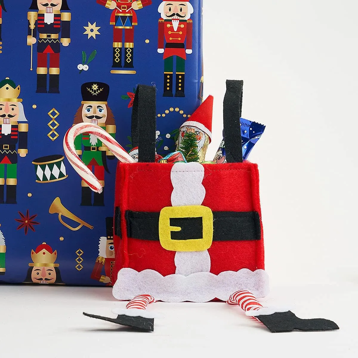 Santa Pants Christmas Treat Bags, Set of 6 Gift Bags for Children Holiday Parties Teachers Decorations