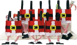 Santa Pants Christmas Treat Bags, Set of 6 Gift Bags for Children Holiday Parties Teachers Decorations