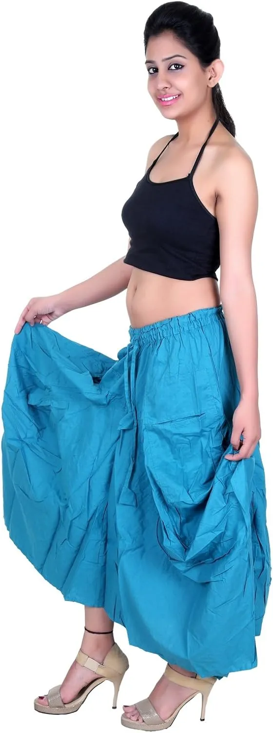 SARJANA HANDICRAFTS Women Cotton Solid Pockets Skirt Hippie Afghani Ethnic