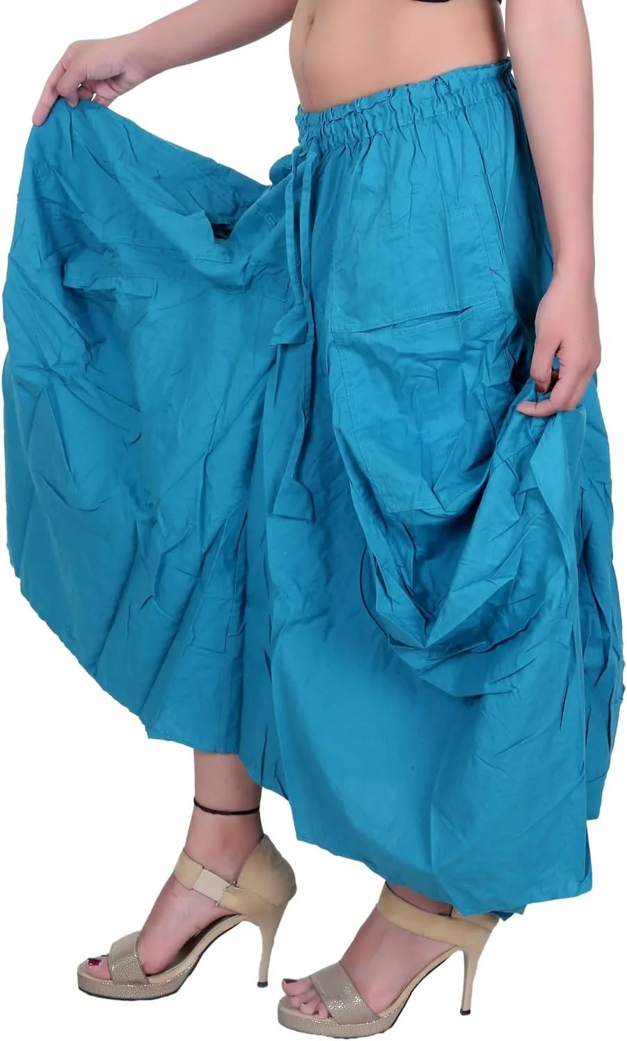 SARJANA HANDICRAFTS Women Cotton Solid Pockets Skirt Hippie Afghani Ethnic