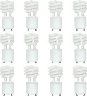 Satco S8203-12PK T2 Mini-Spiral CFL Light Bulb, Bi-Pin/GU24 Base, 13 Watts, 2700K (12 Pack)