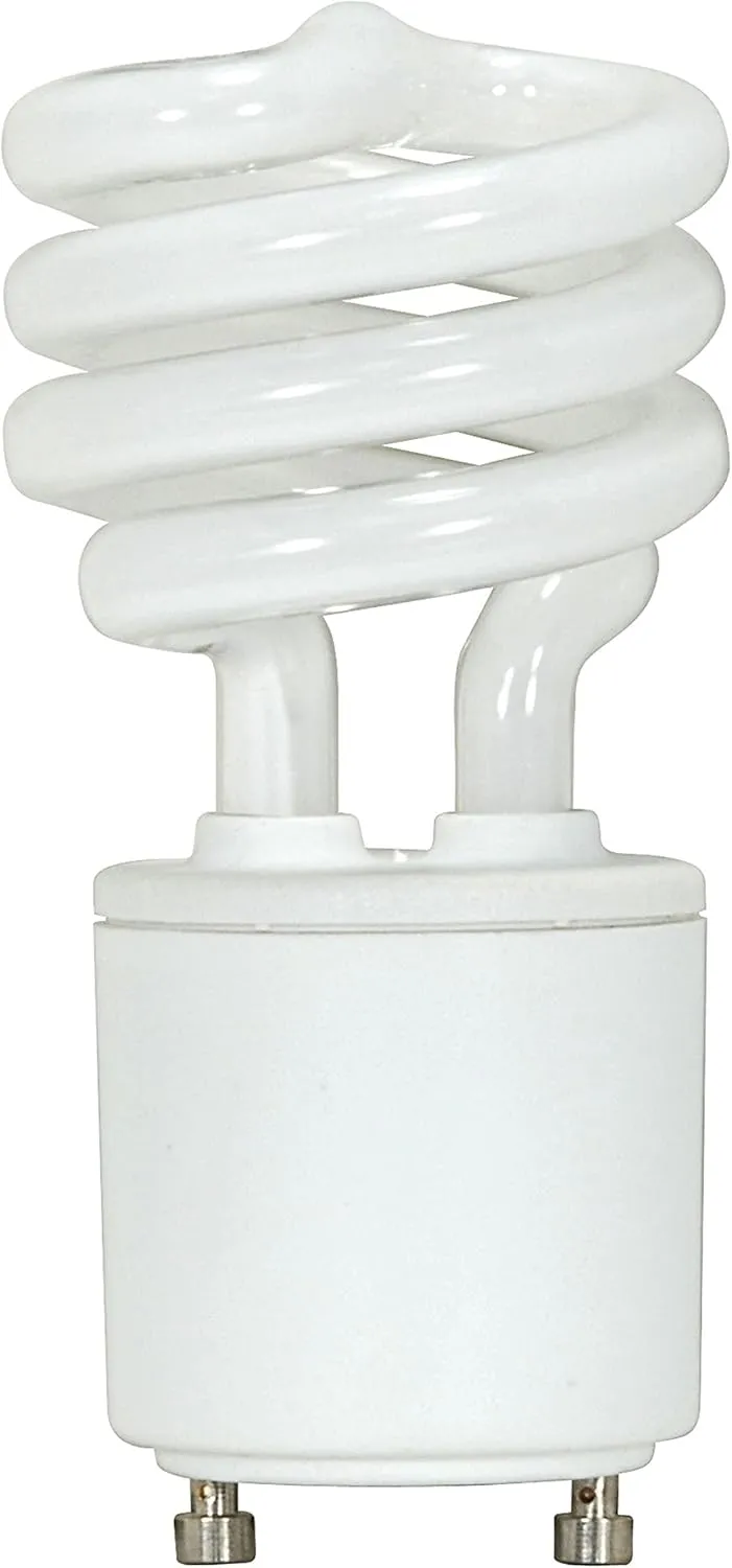 Satco S8203-12PK T2 Mini-Spiral CFL Light Bulb, Bi-Pin/GU24 Base, 13 Watts, 2700K (12 Pack)
