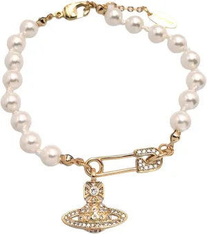 Saturn Pearl Bracelet for Women Planet Jewelry Pin Saturn Accessories for Women Saturn Charm Bracelet with Zirconia, Jewelry Gift for Mother Wife Daughter for Anniversary Birthday