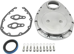 SBC Polished Aluminum Timing Chain Cover Kit Fits SB Chevy 283 305 327 350 383 400
