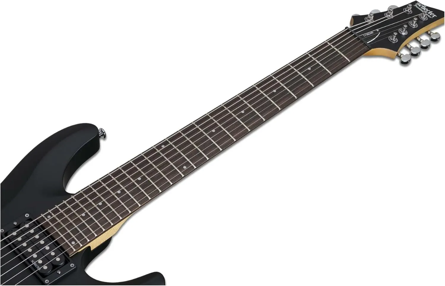 Schecter C-7 DELUXE LH Satin Black 7-String Solid-Body Electric Guitar, Satin Black