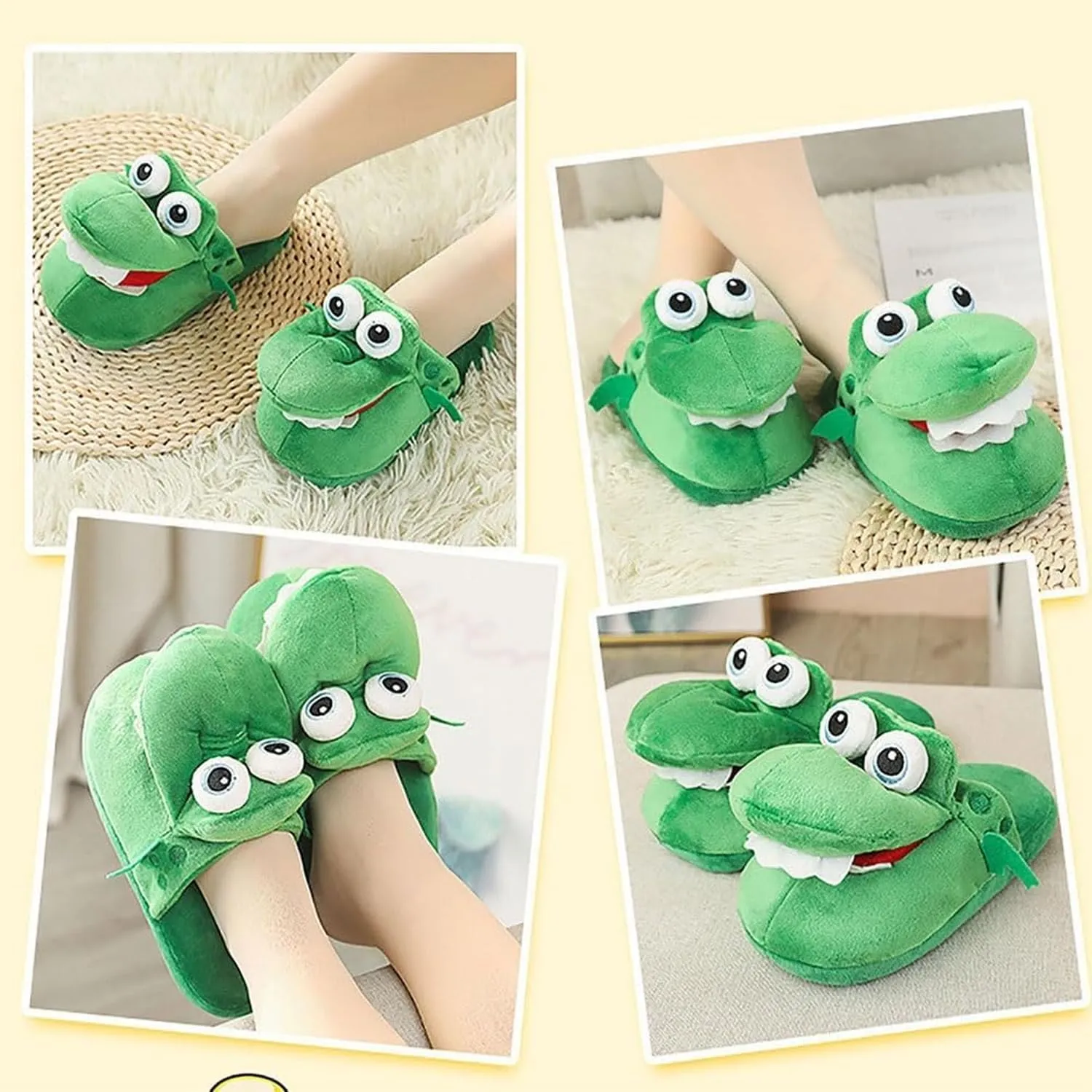 Schnappi Crocodile Slippers - Alligator Slides, Funny Open Mouth Design for Women - Cute Halloween Footwear