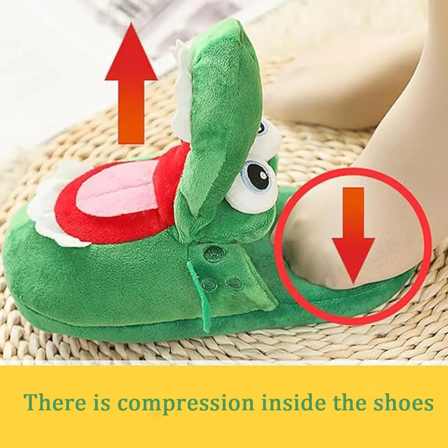 Schnappi Crocodile Slippers - Alligator Slides, Funny Open Mouth Design for Women - Cute Halloween Footwear