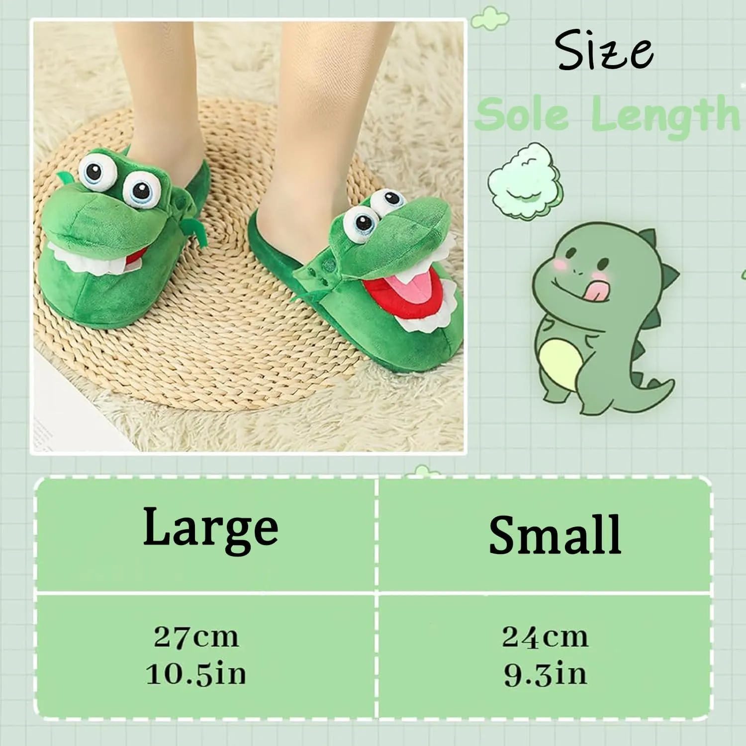 Schnappi Crocodile Slippers - Alligator Slides, Funny Open Mouth Design for Women - Cute Halloween Footwear