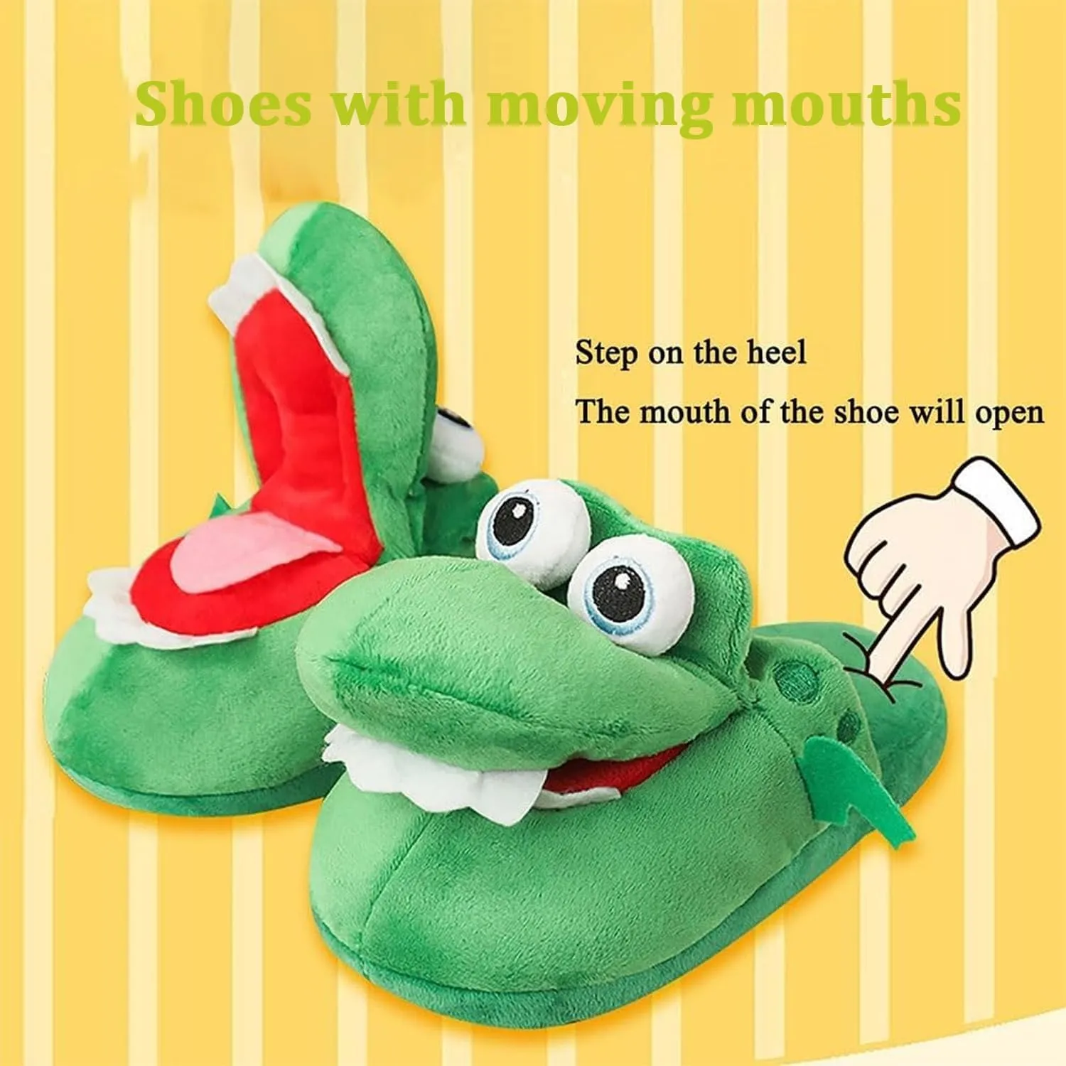 Schnappi Crocodile Slippers - Alligator Slides, Funny Open Mouth Design for Women - Cute Halloween Footwear