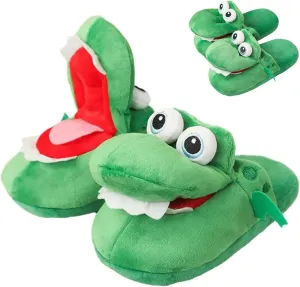 Schnappi Crocodile Slippers - Alligator Slides, Funny Open Mouth Design for Women - Cute Halloween Footwear
